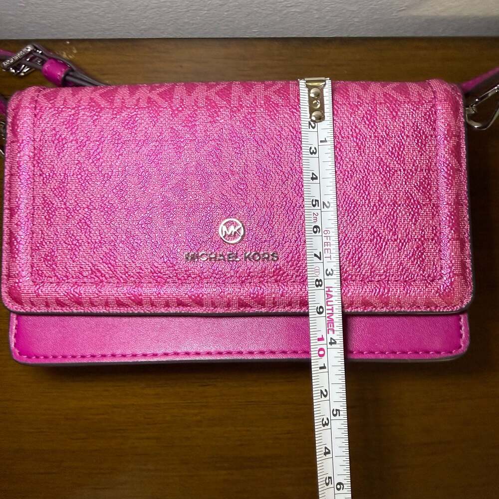 Michael Kors Jet Set Travel Logo Crossbody Wallet Bag Pink - Picture 9 of 10